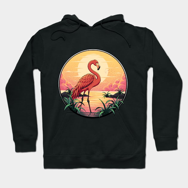 sunset flamingos Hoodie by Objectype